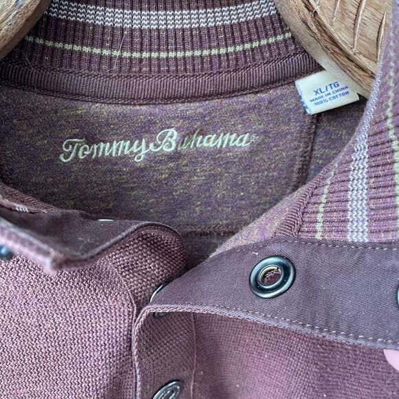Tommy Bahama Brown Cotton Henley Snap Sweater XL - Picture 6 of 8